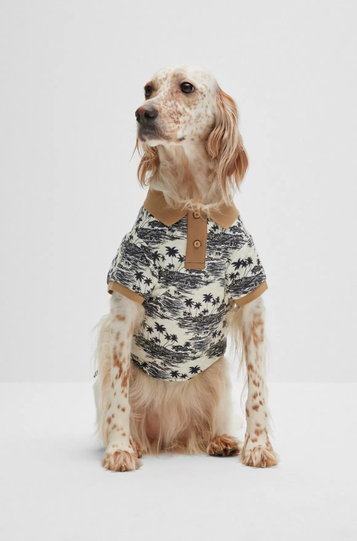 HUGO BOSS Hundepoloshirt I Bomuld Med Tryk Med Palmetræ