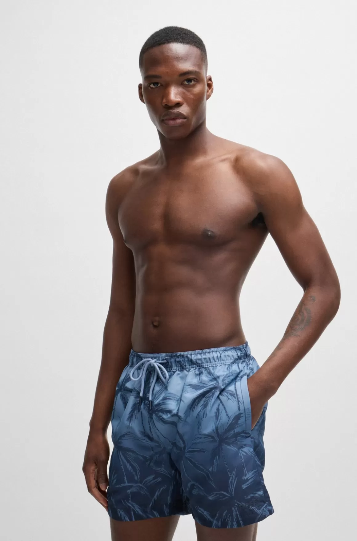 HUGO BOSS Hurtigtørrende Badeshorts Med Sæsonens Print