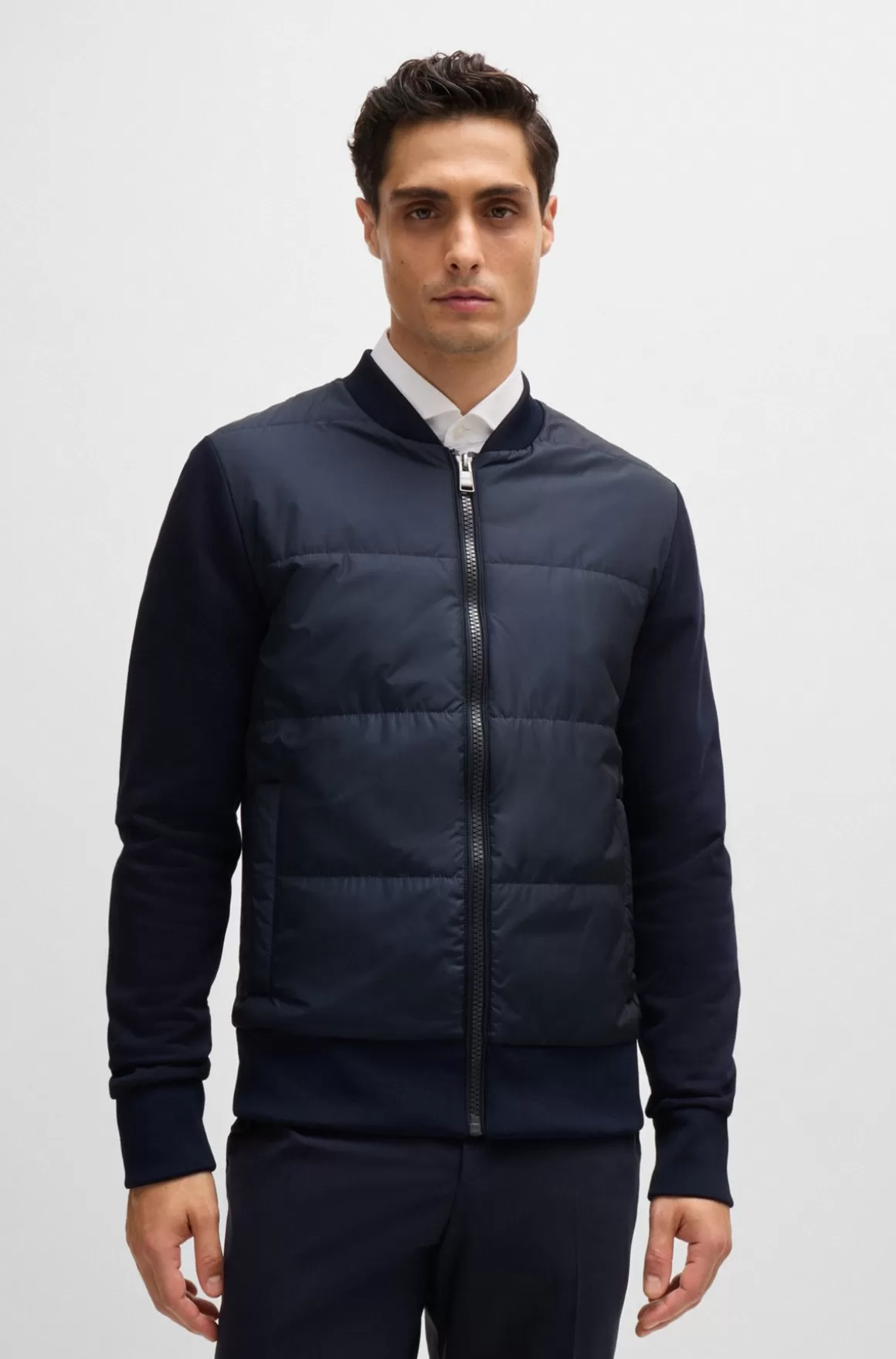 HUGO BOSS Hybridsweatshirt Med Lynlås I Sweatkvalitet Af Bomuld