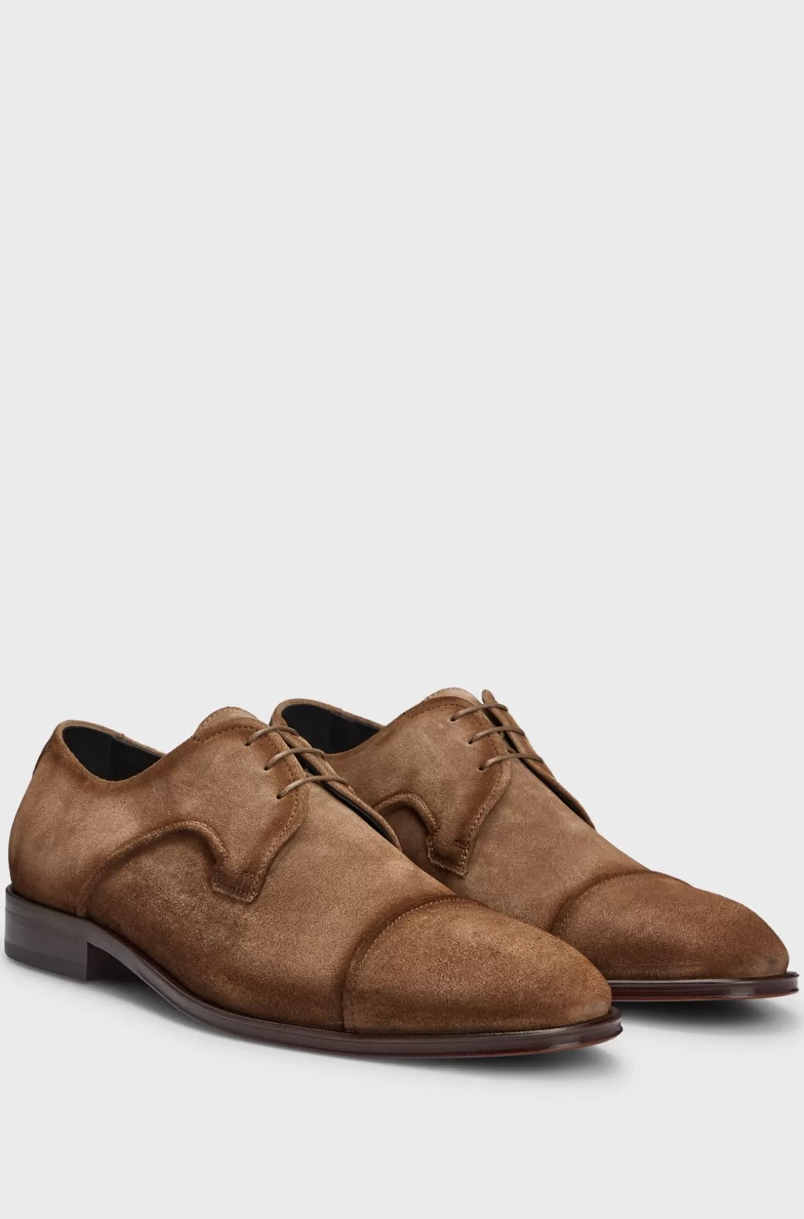 HUGO BOSS Italiensk Fremstillede Derbysko I Ruskind Med Cap Toe