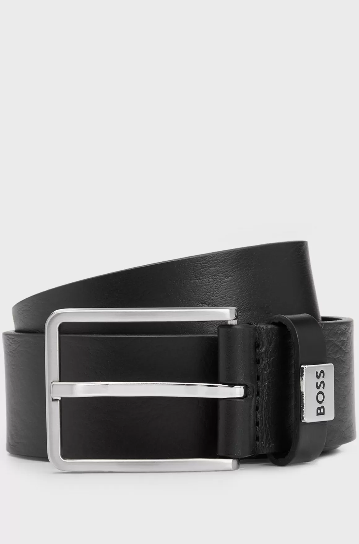 HUGO BOSS Italiensk Læderbælte Med Logo På Bæltestroppen