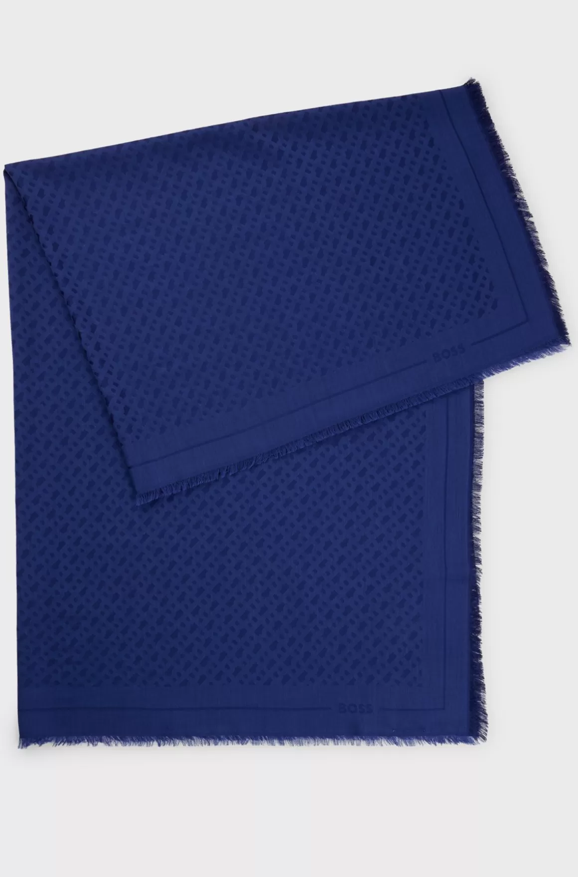 HUGO BOSS Jacquard-tørklæde Med Monogrammønster Og Korte Frynser