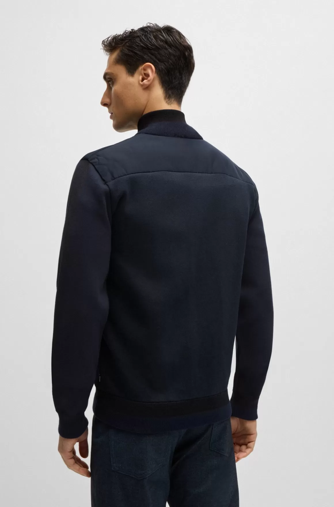 HUGO BOSS Jakke I Blandede Materialer Med Lynlås Og Badge Med Dobbeltmonogram