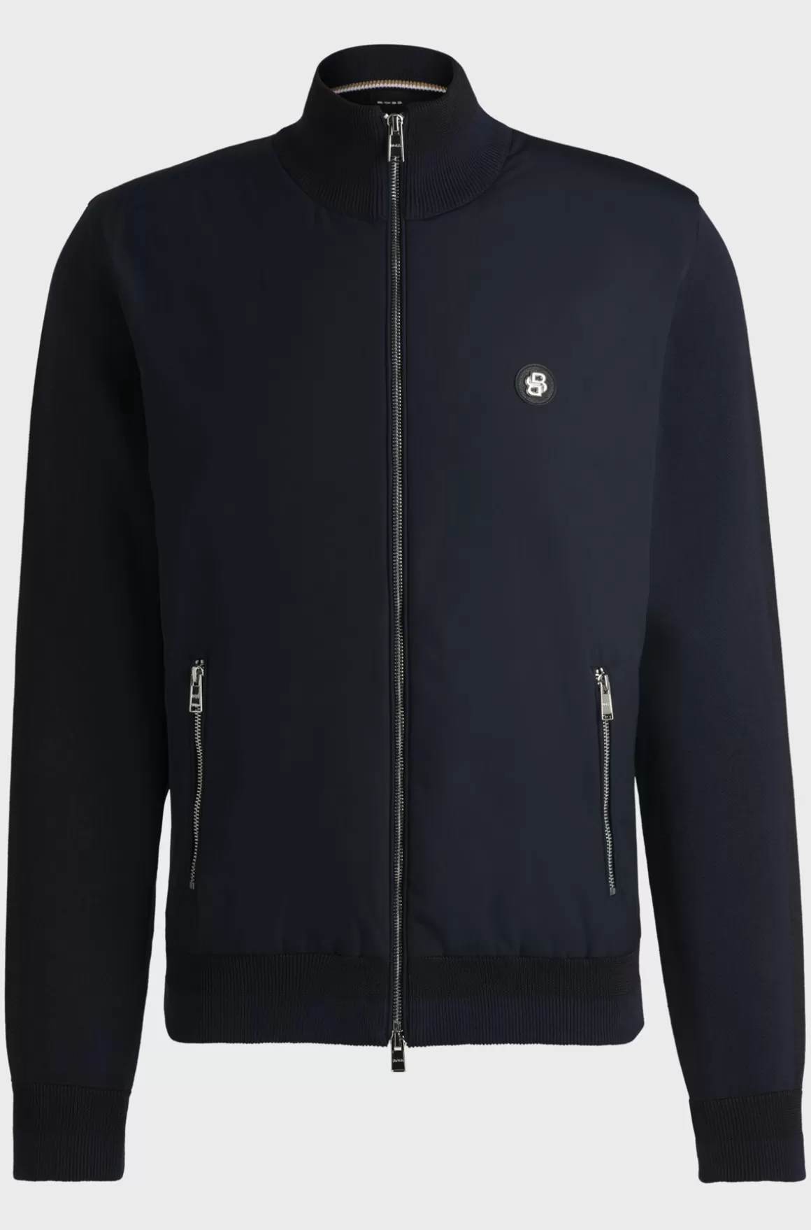 HUGO BOSS Jakke I Blandede Materialer Med Lynlås Og Badge Med Dobbeltmonogram