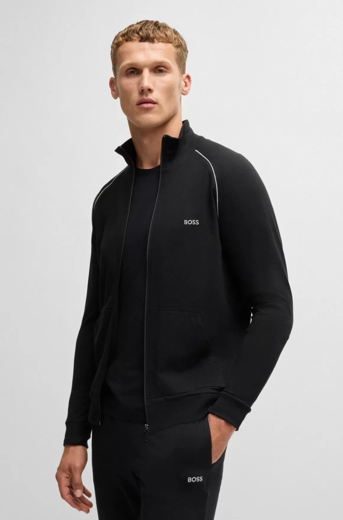 HUGO BOSS Jakke I Bomuld Med Stræk Og Broderet Logo