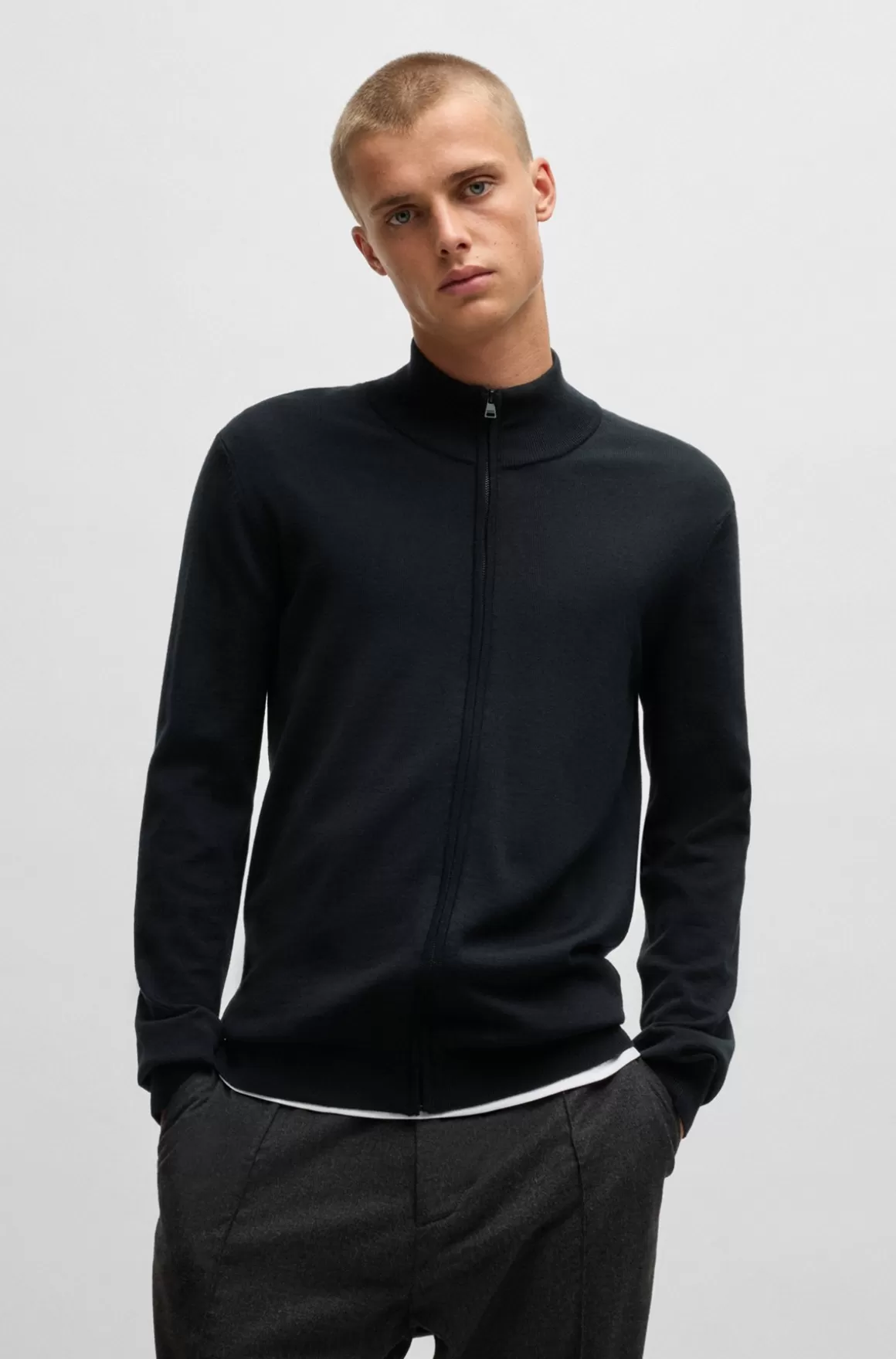 HUGO BOSS Jakke I Ny Uld Med Lynlås Og Regular Fit