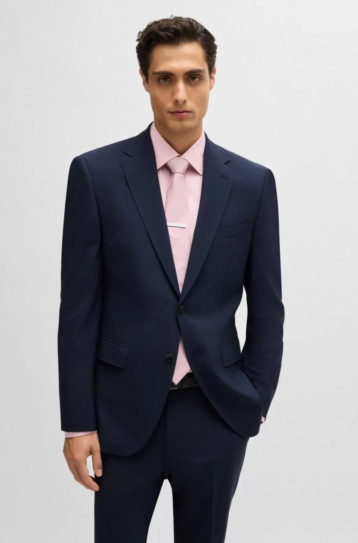 HUGO BOSS Jakke Med Regular Fit I Ny Uld Med Stræk