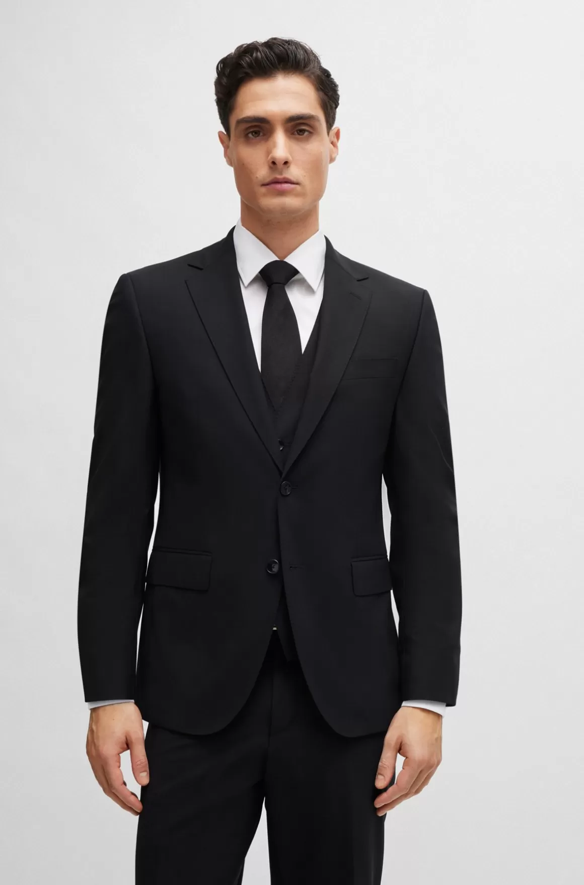 HUGO BOSS Jakke Med Regular Fit I Ny Uld Med Stræk