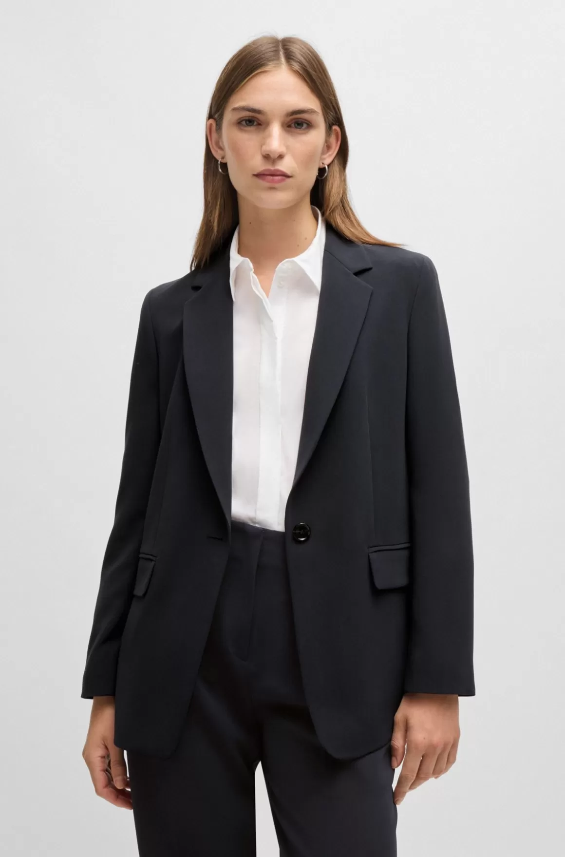 HUGO BOSS Jakke Med Regular Fit I Strygelet Japansk Crepe
