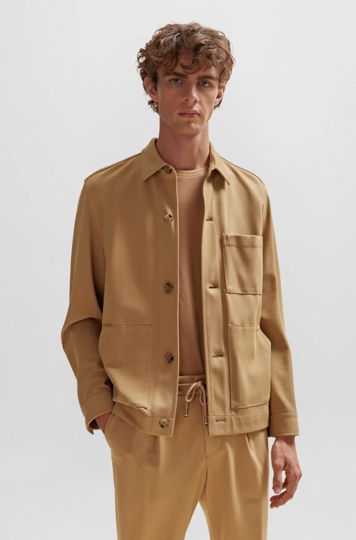 HUGO BOSS Jakke Med Relaxed Fit, Knapper Og Påsyede Lommer