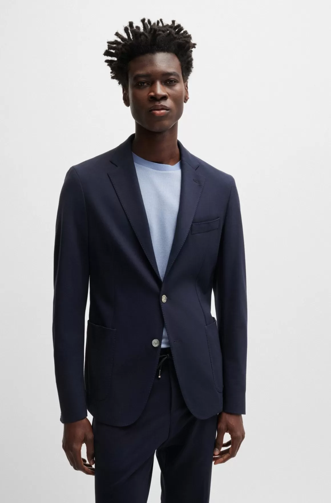 HUGO BOSS Jakke Med Slim Fit I Interlockjersey Med Stræk