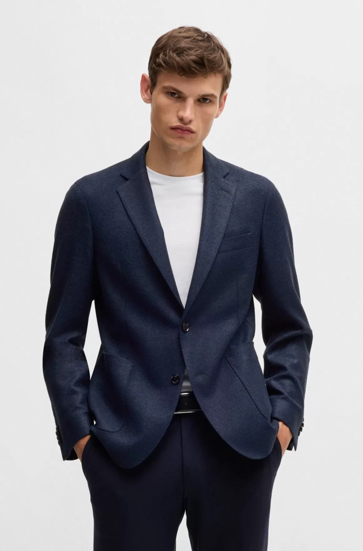HUGO BOSS Jakke Med Slim Fit I Jersey Med Uld Og Stræk