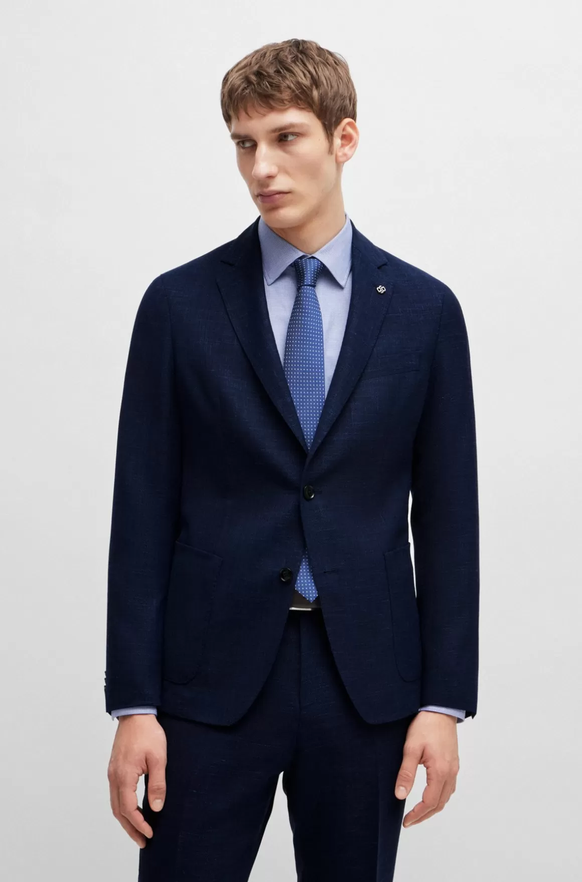 HUGO BOSS Jakke Med Slim Fit I Meleret Stof Med Stræk