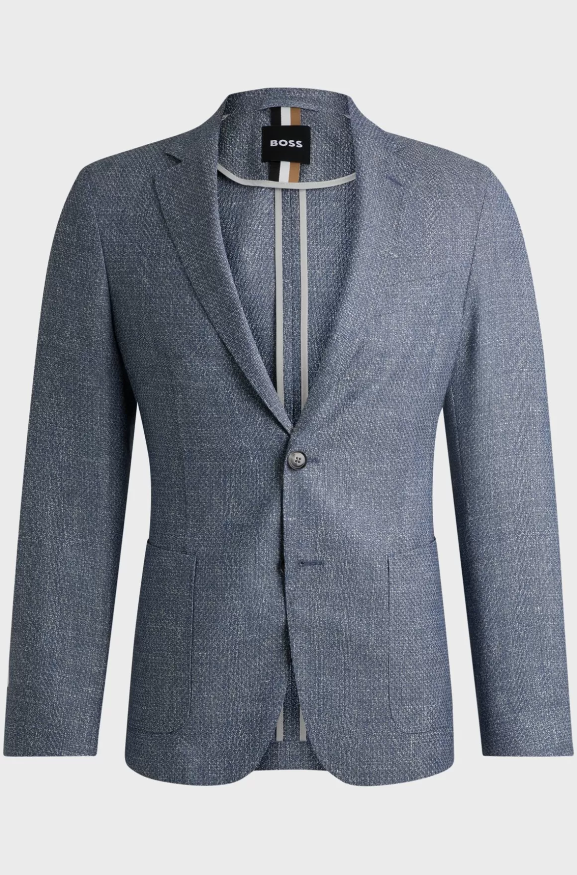 HUGO BOSS Jakke Med Slim Fit I Mønstret Ny Uld Og Hør