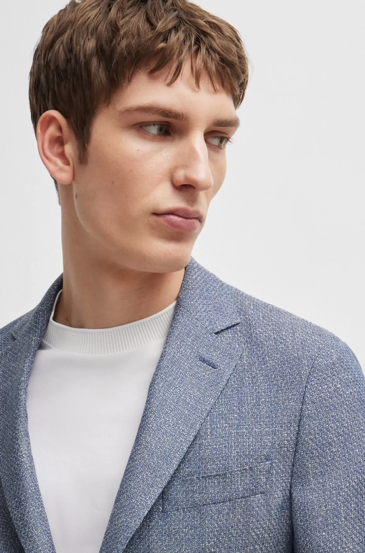 HUGO BOSS Jakke Med Slim Fit I Mønstret Ny Uld Og Hør