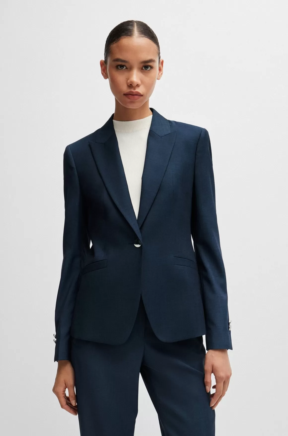 HUGO BOSS Jakke Med Slim Fit I Twillvævet Ny Uld Med Denimeffekt