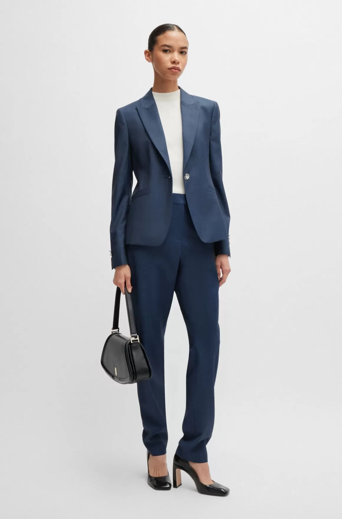 HUGO BOSS Jakke Med Slim Fit I Twillvævet Ny Uld Med Denimeffekt