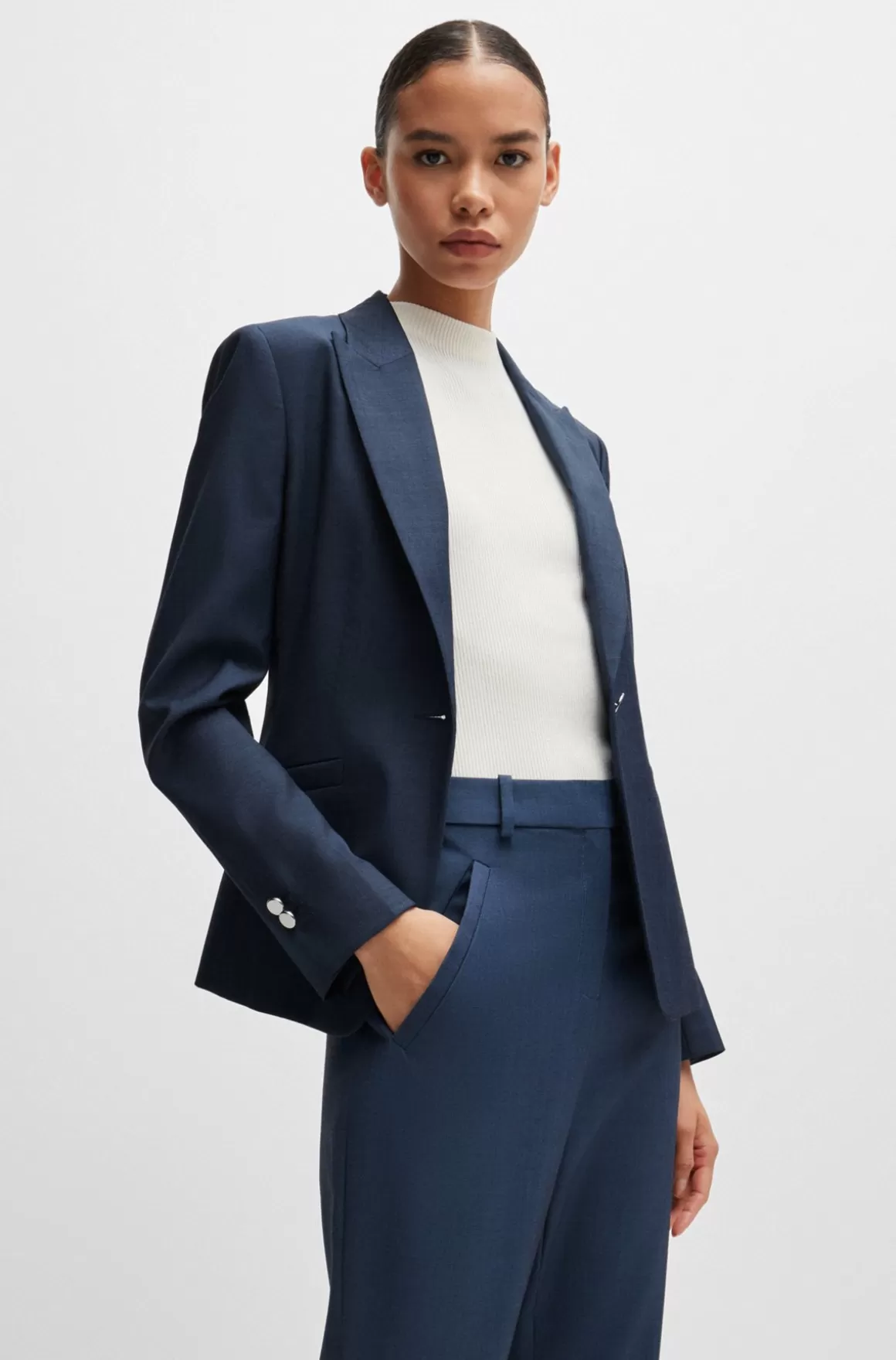 HUGO BOSS Jakke Med Slim Fit I Twillvævet Ny Uld Med Denimeffekt