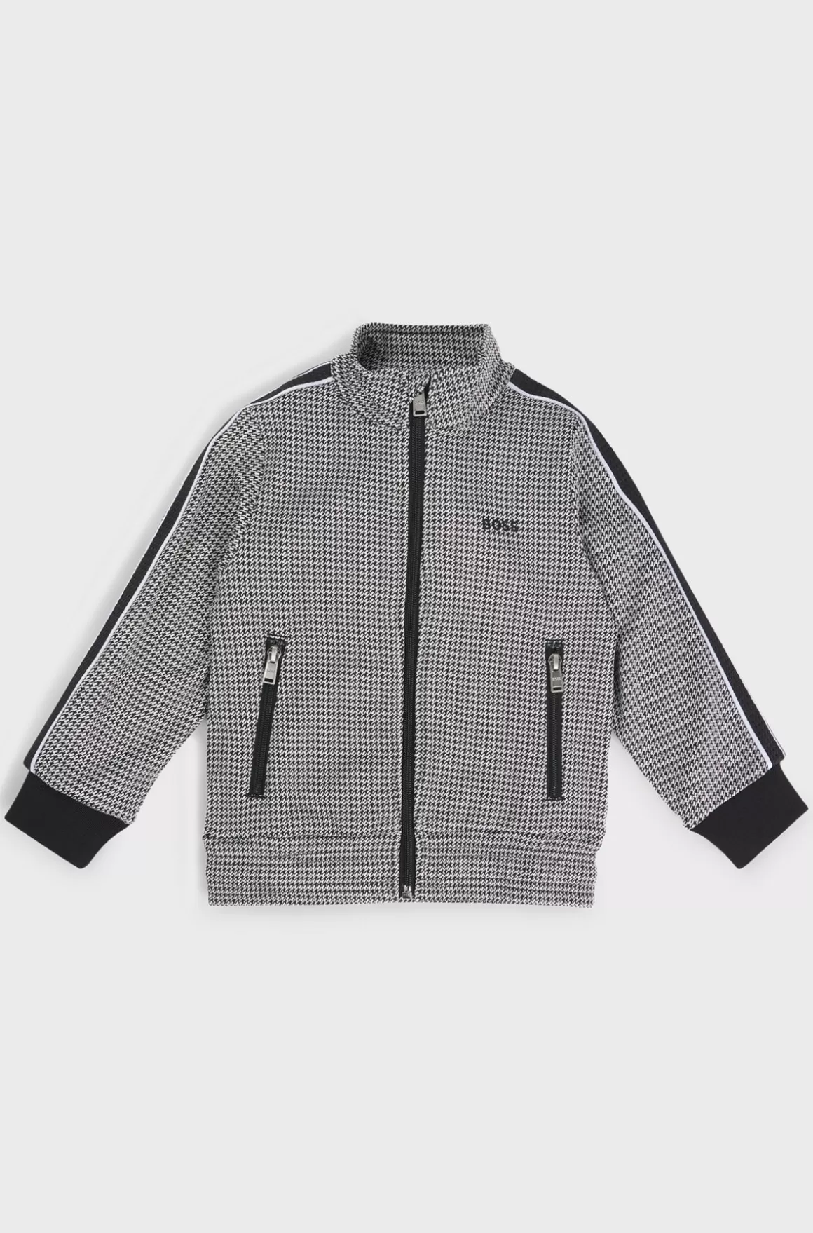 Børn HUGO BOSS Jakke Til Børn I Hanefjedsternet Mønster Med Lynlås Og Logo