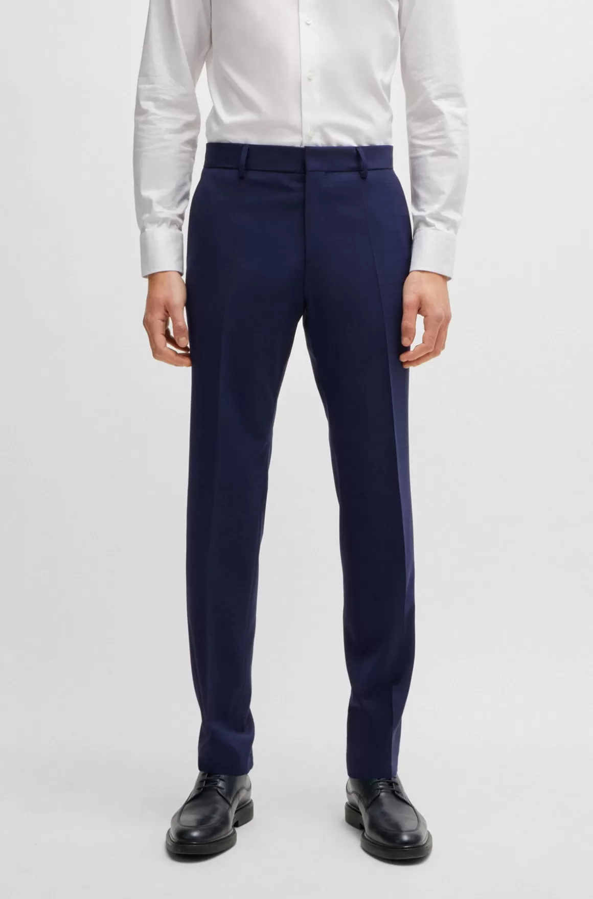 HUGO BOSS Jakkesæt I Tre Dele Med Slim Fit I Diskret Ternet Stof Med Stræk