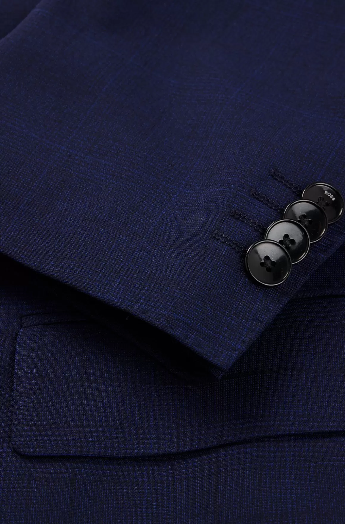 HUGO BOSS Jakkesæt I Tre Dele Med Slim Fit I Diskret Ternet Stof Med Stræk