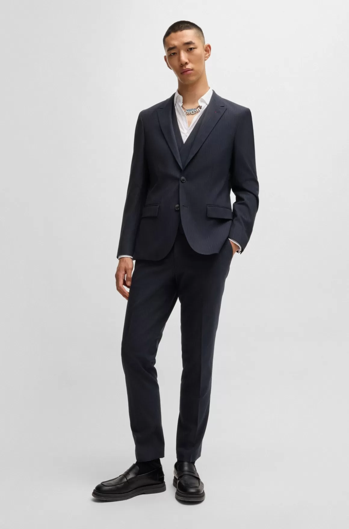 HUGO BOSS Jakkesæt I Tre Dele Med Slim Fit I Stof Med Performance-stræk