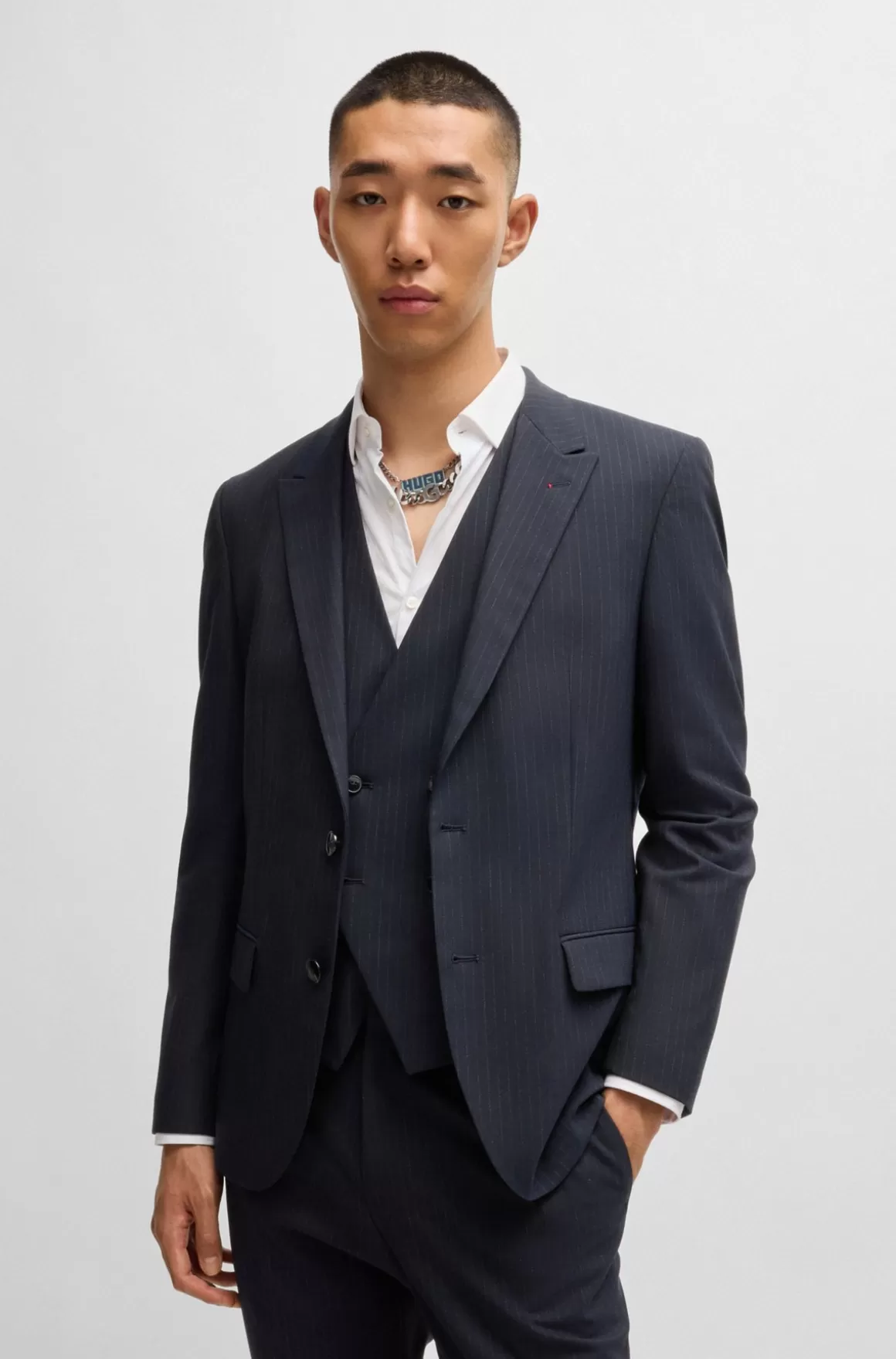 HUGO BOSS Jakkesæt I Tre Dele Med Slim Fit I Stof Med Performance-stræk
