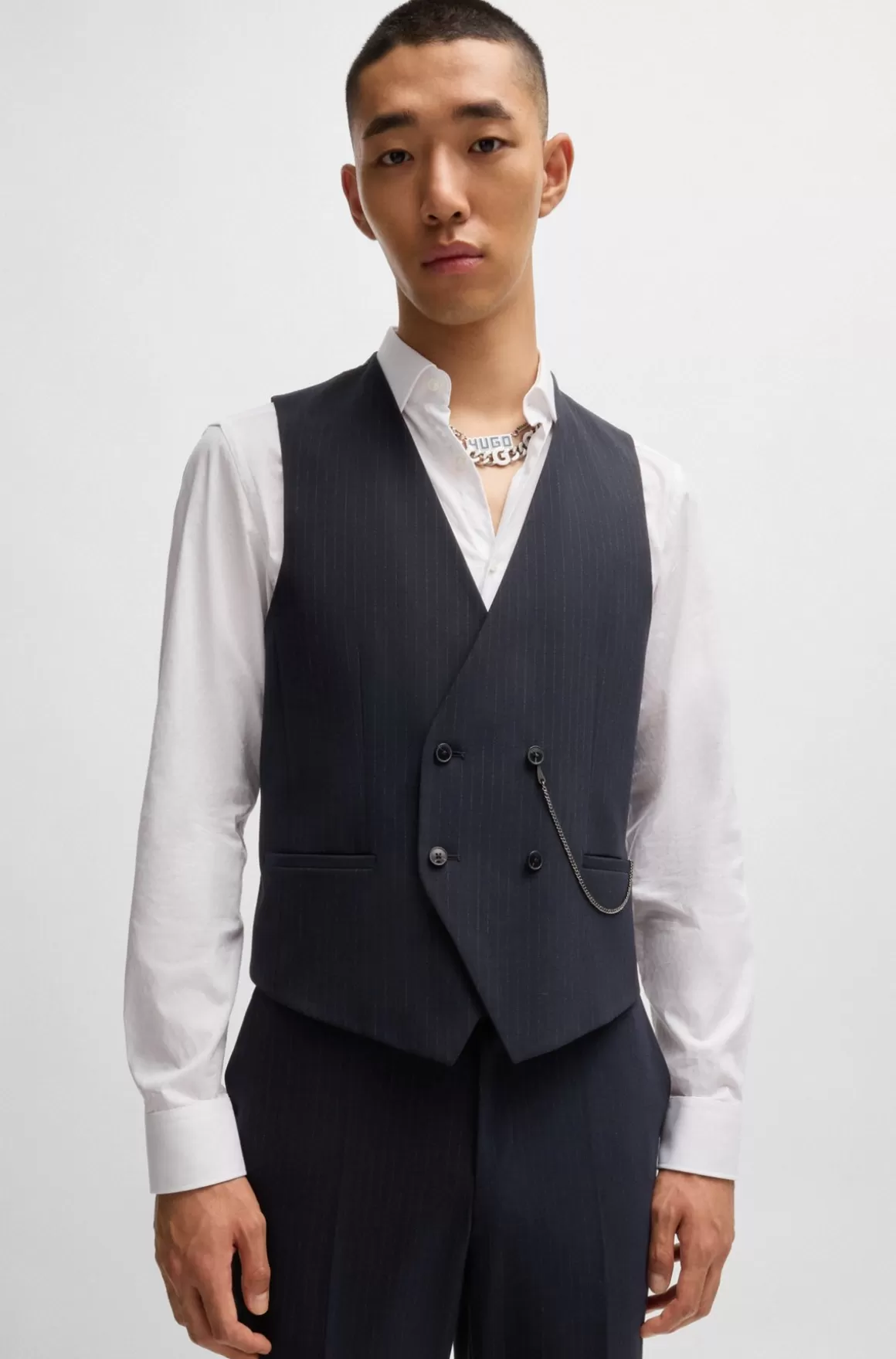 HUGO BOSS Jakkesæt I Tre Dele Med Slim Fit I Stof Med Performance-stræk