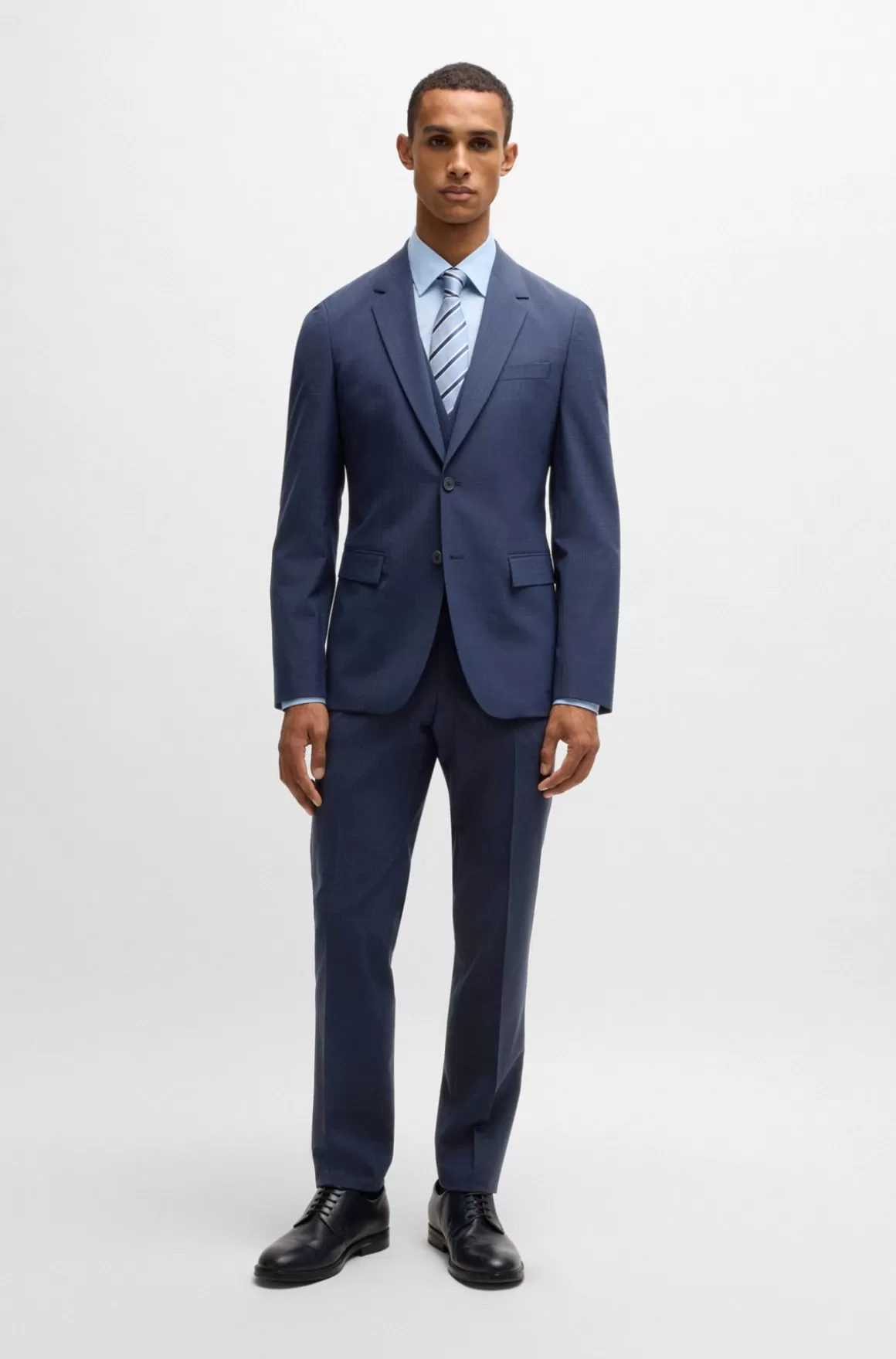 HUGO BOSS Jakkesæt I Tre Dele Med Slim Fit I Ternet Stof Med Stræk