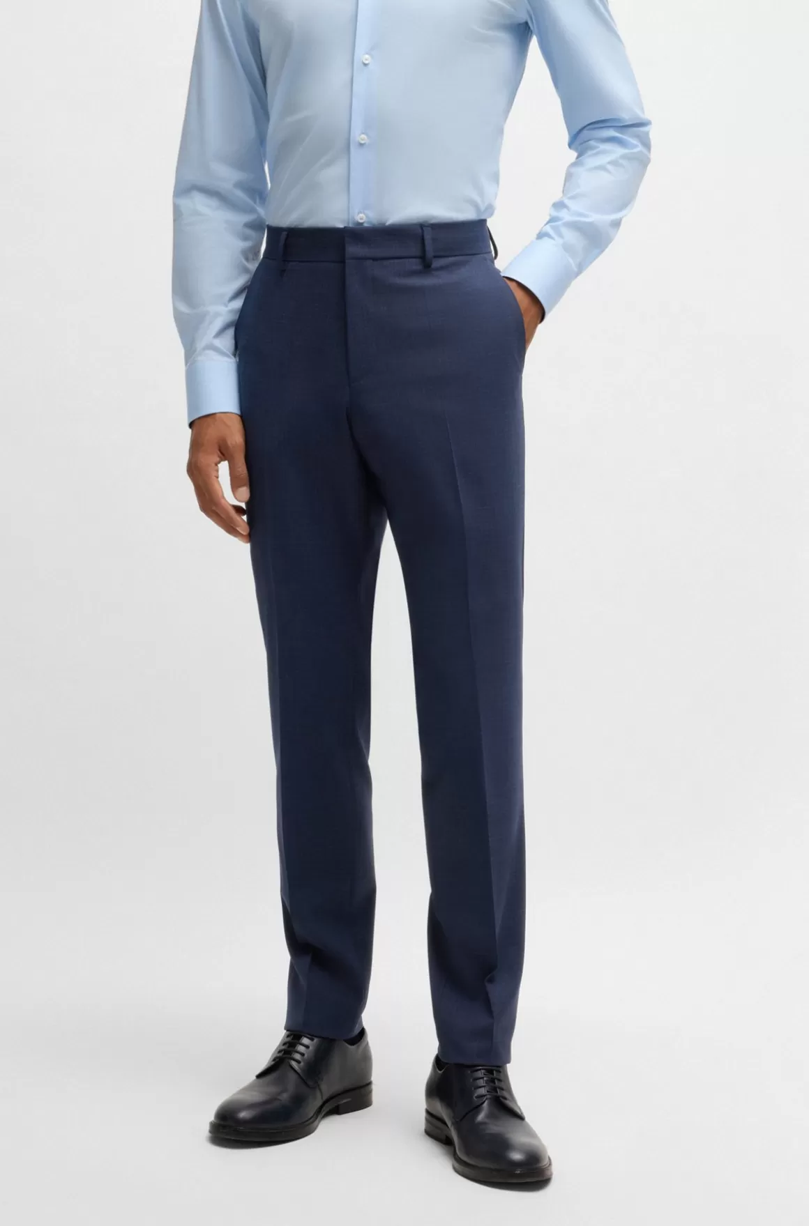 HUGO BOSS Jakkesæt I Tre Dele Med Slim Fit I Ternet Stof Med Stræk