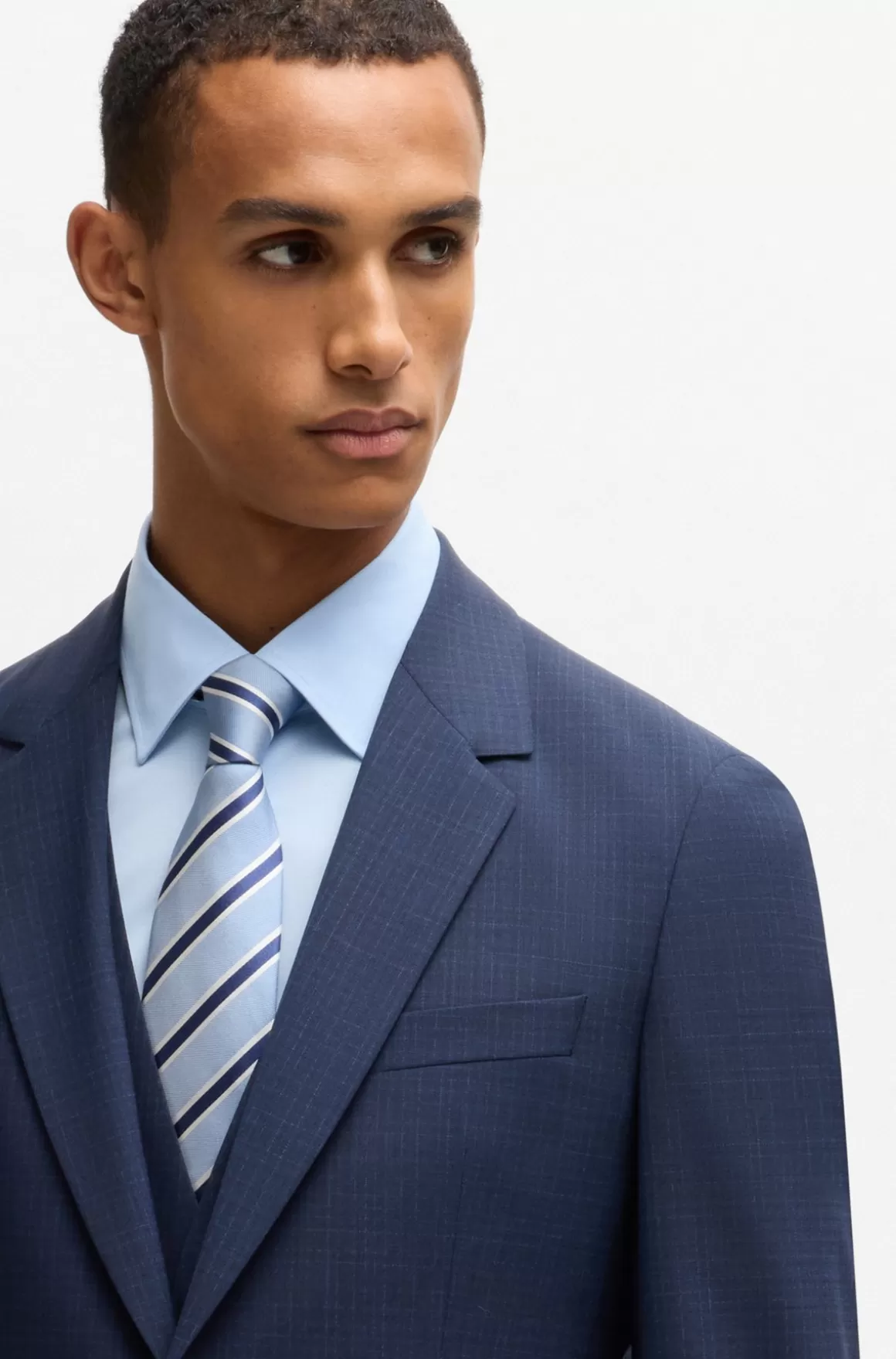 HUGO BOSS Jakkesæt I Tre Dele Med Slim Fit I Ternet Stof Med Stræk