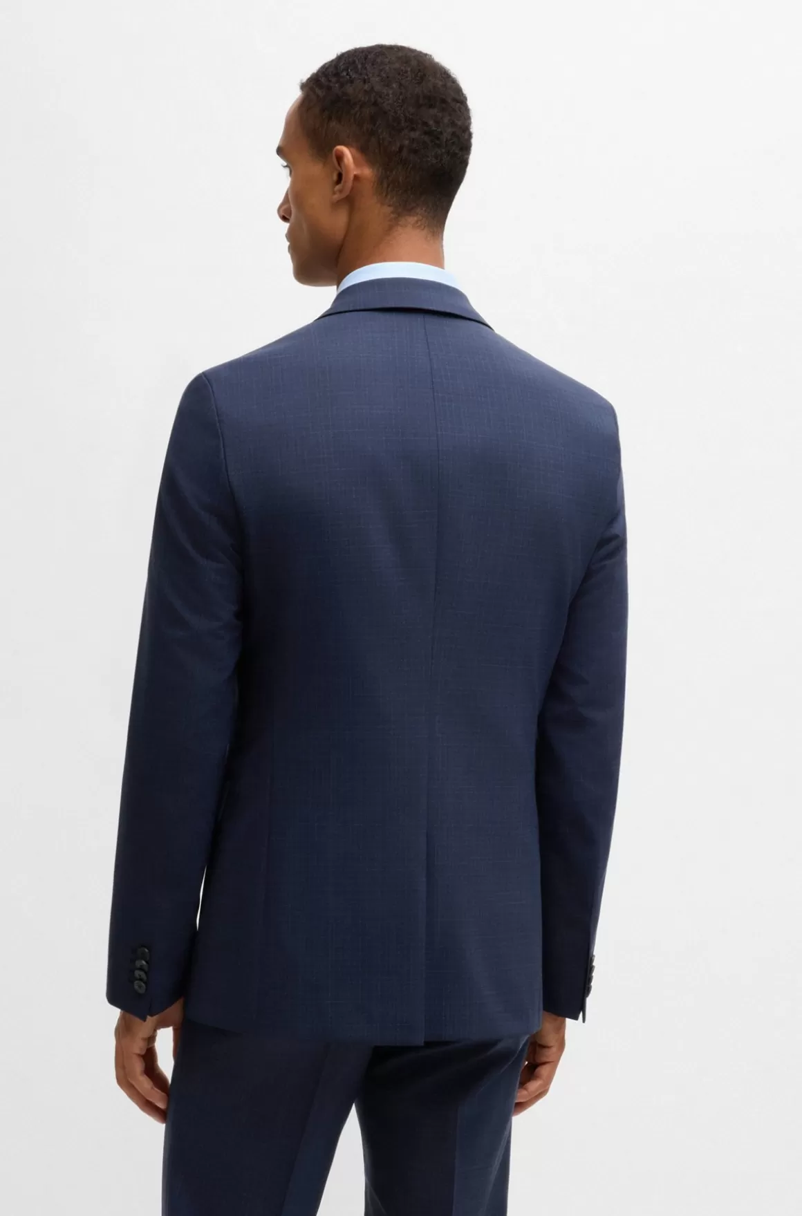 HUGO BOSS Jakkesæt I Tre Dele Med Slim Fit I Ternet Stof Med Stræk
