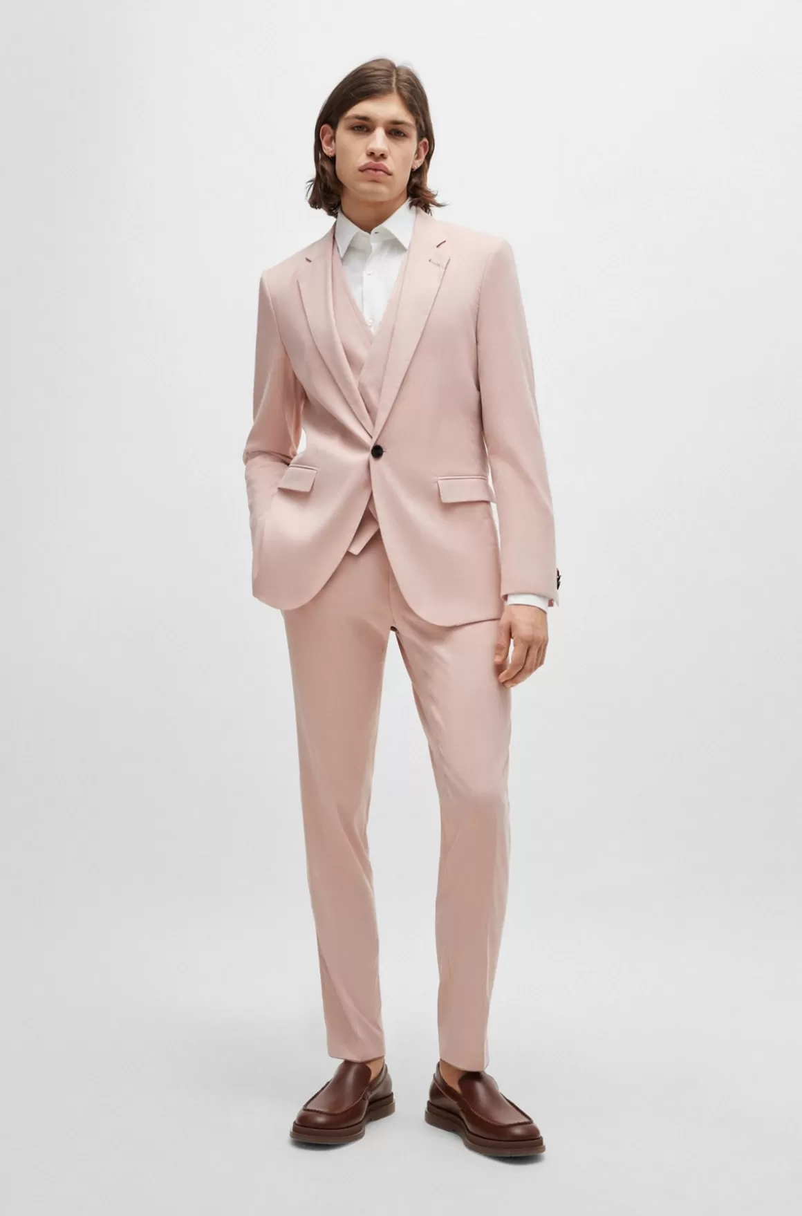 HUGO BOSS Jakkesæt Med Extra Slim Fit I Let Bomuldsblanding
