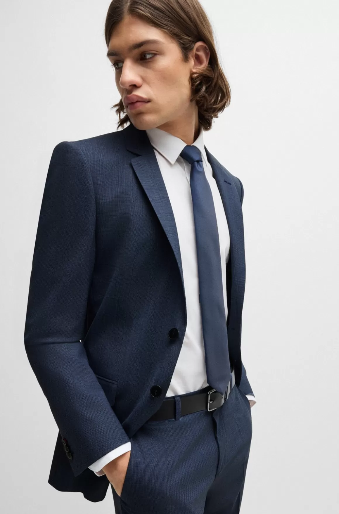 HUGO BOSS Jakkesæt Med Extra Slim Fit I Performance-stof Med Stræk Og Hanefjedsmønster