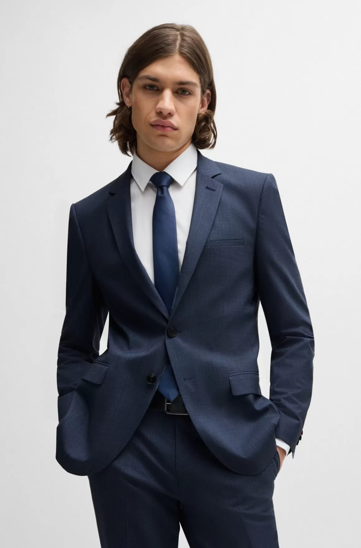 HUGO BOSS Jakkesæt Med Extra Slim Fit I Performance-stof Med Stræk Og Hanefjedsmønster