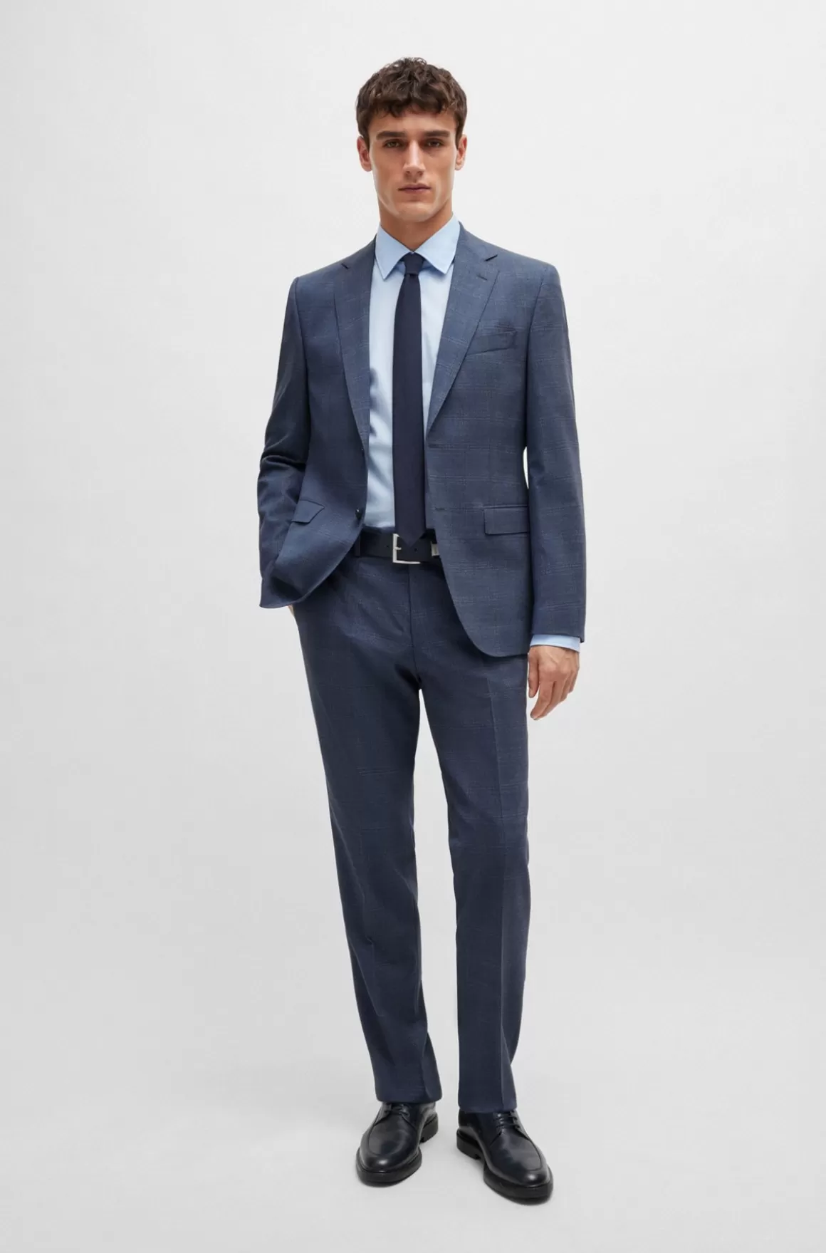 HUGO BOSS Jakkesæt Med Regular Fit I Ternet Ny Uld Med Stræk