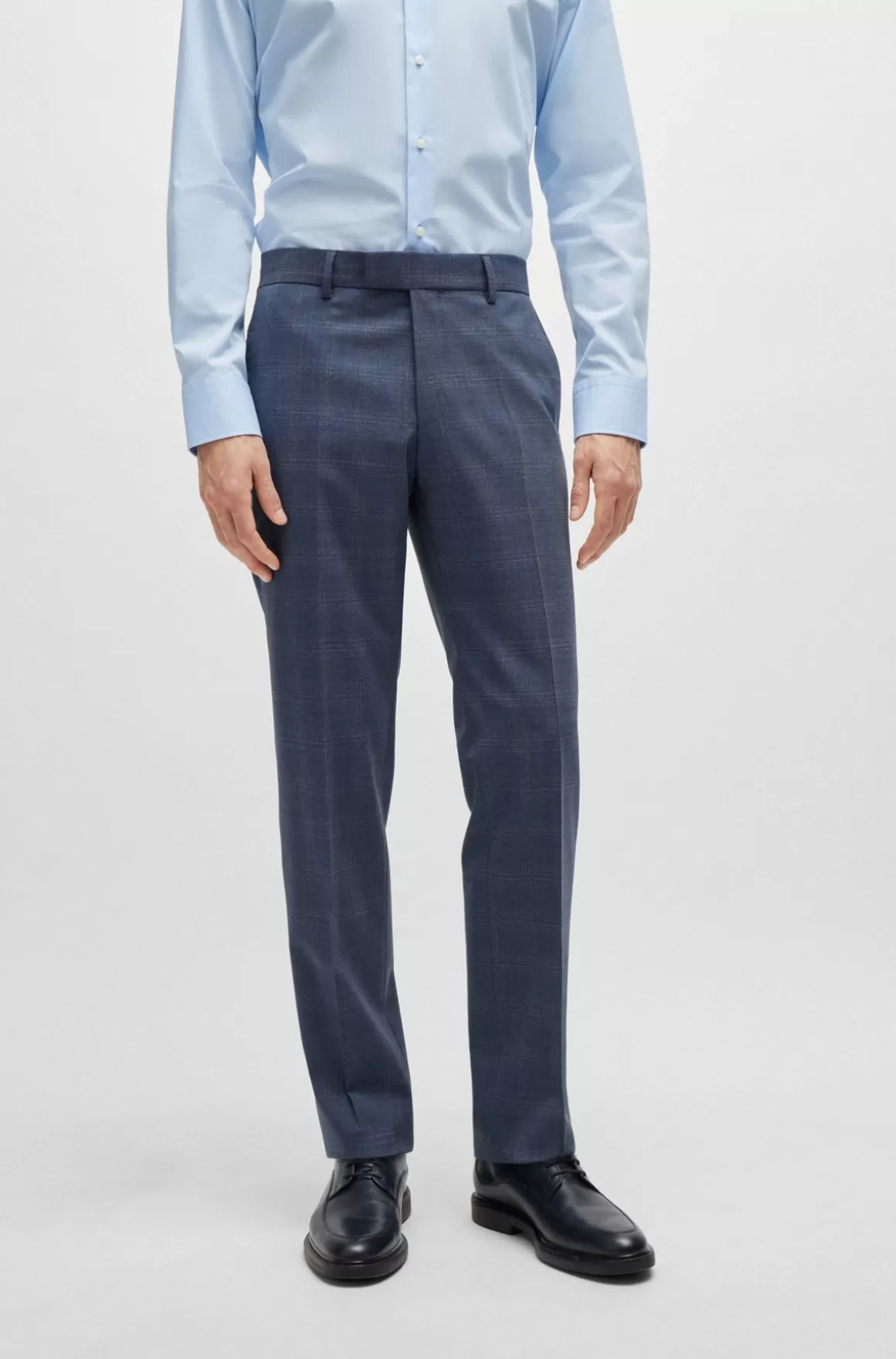 HUGO BOSS Jakkesæt Med Regular Fit I Ternet Ny Uld Med Stræk