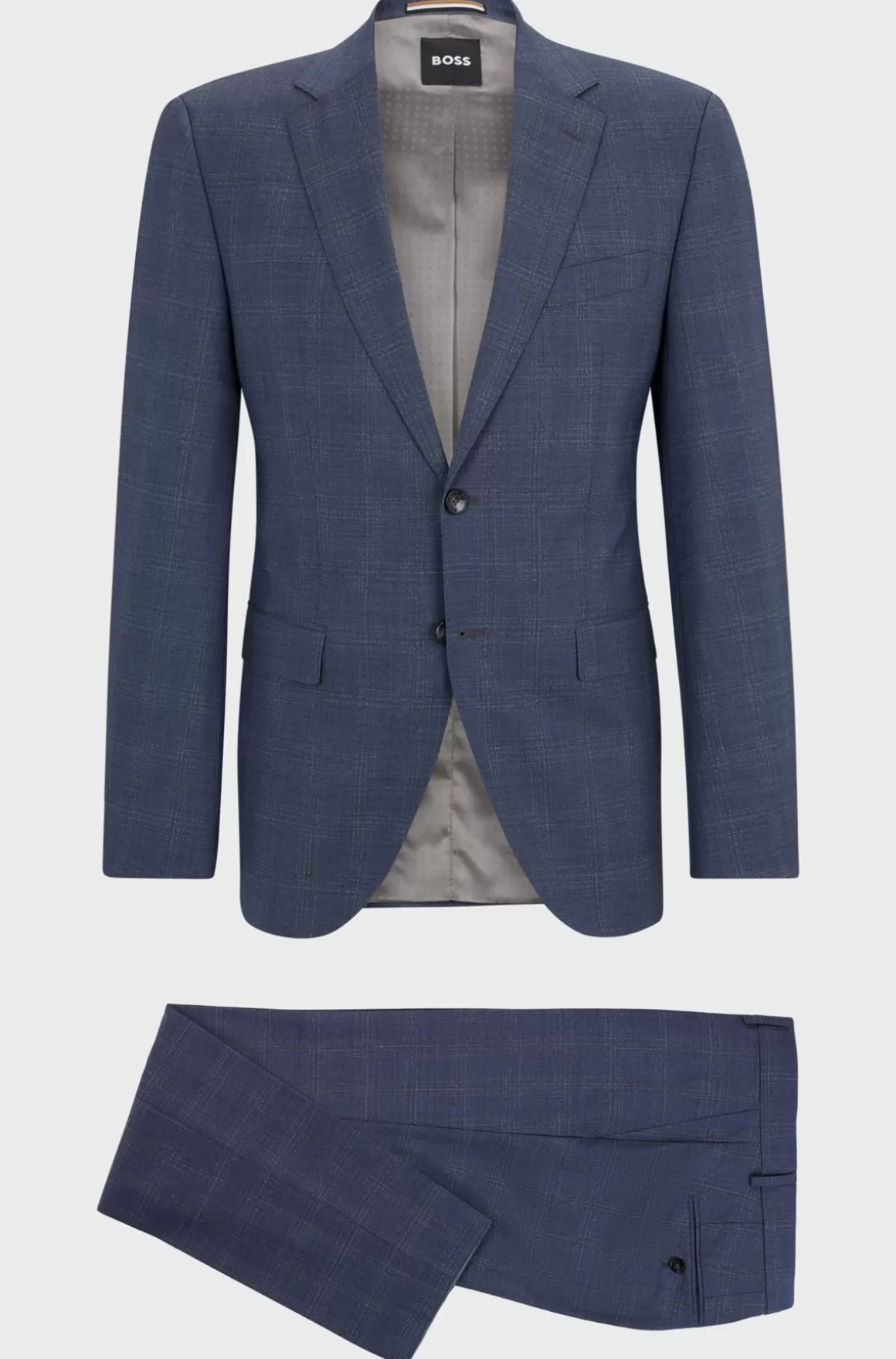 HUGO BOSS Jakkesæt Med Regular Fit I Ternet Ny Uld Med Stræk