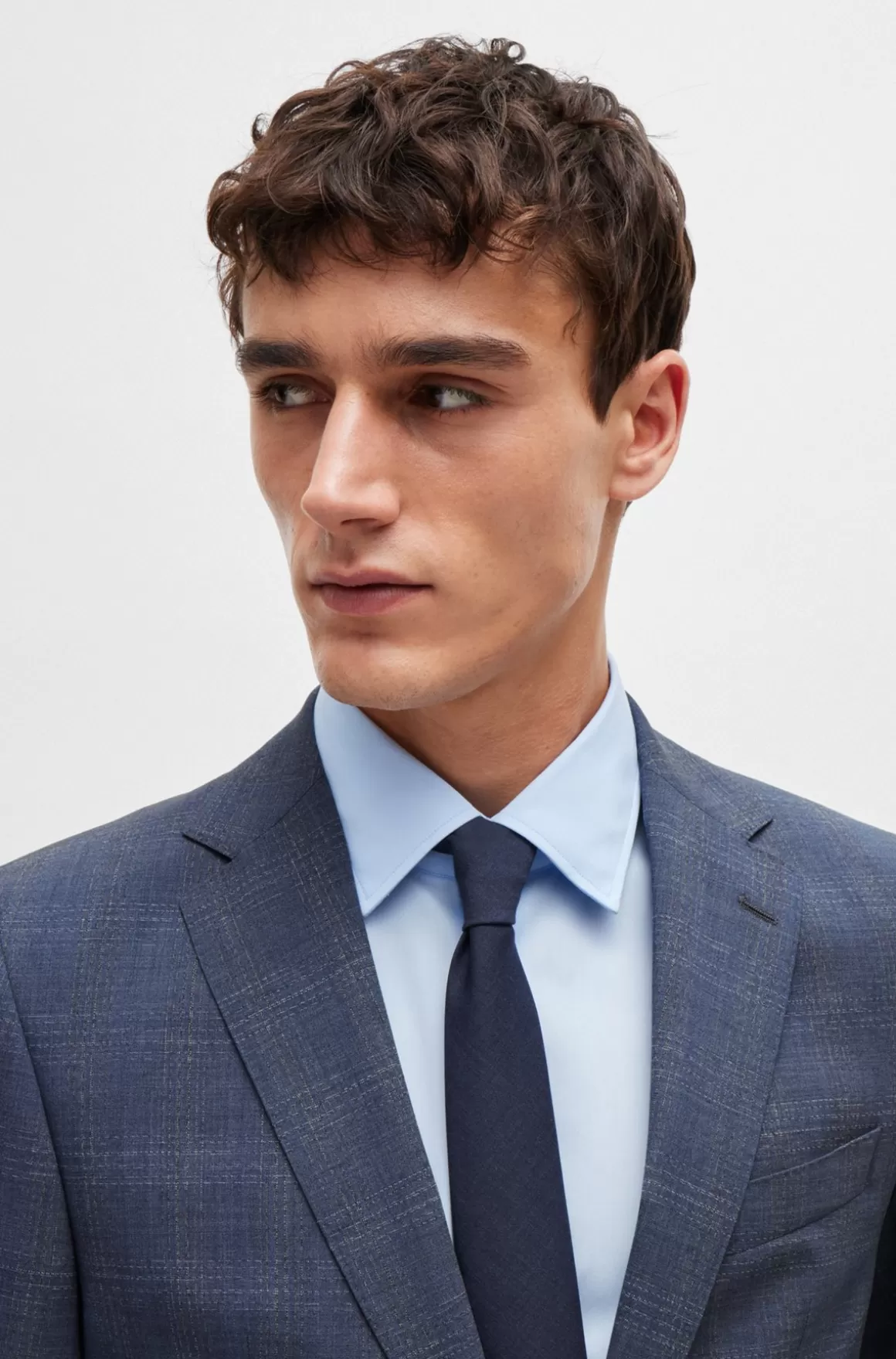 HUGO BOSS Jakkesæt Med Regular Fit I Ternet Ny Uld Med Stræk