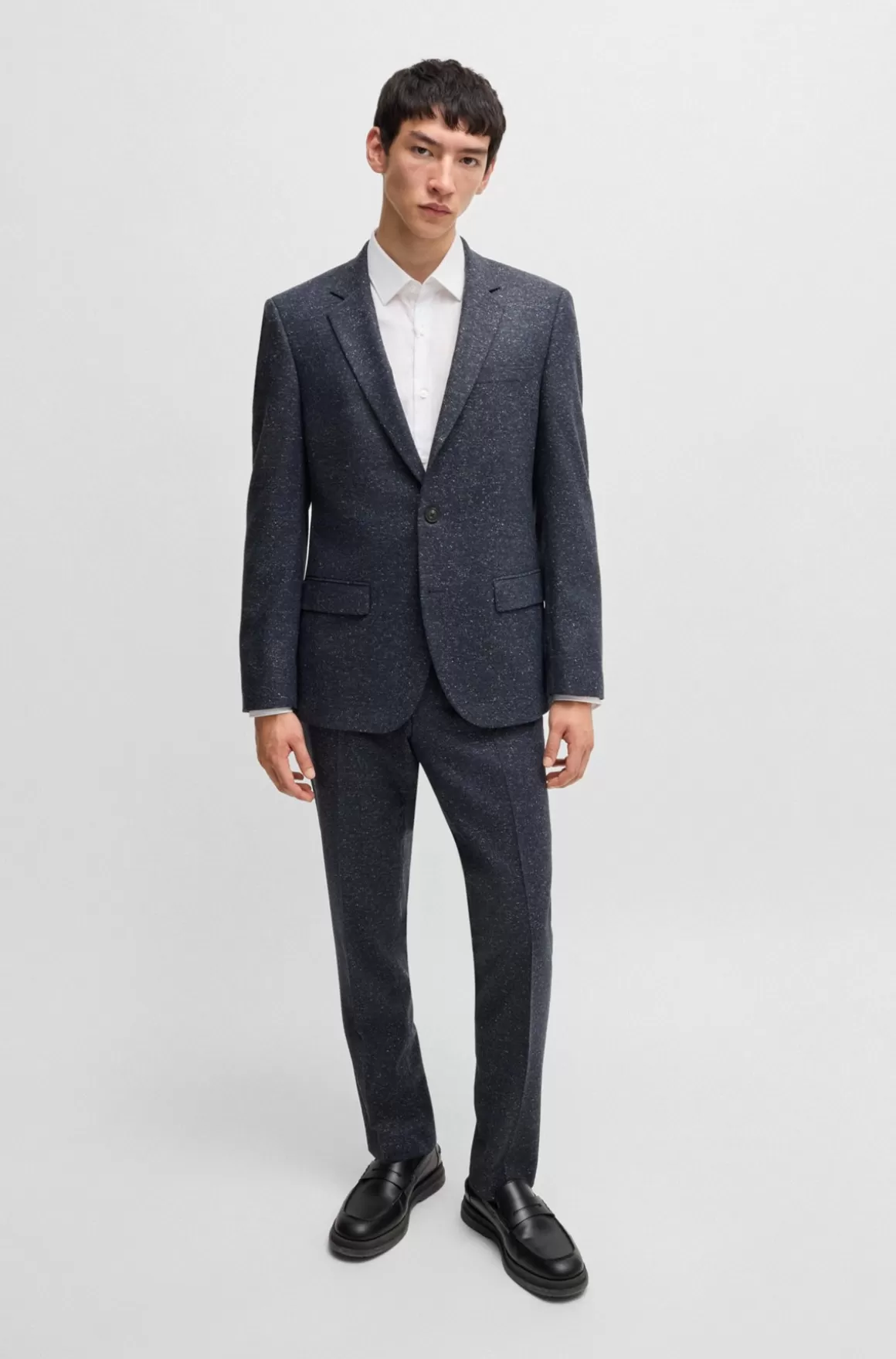 HUGO BOSS Jakkesæt Med Slim Fit I Mikromønstret Uldblanding