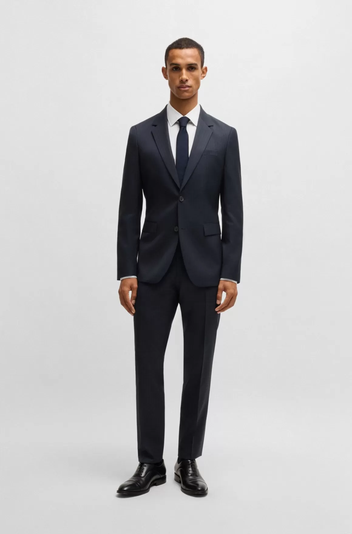 HUGO BOSS Jakkesæt Med Slim Fit I Nålestribet Ny Uld