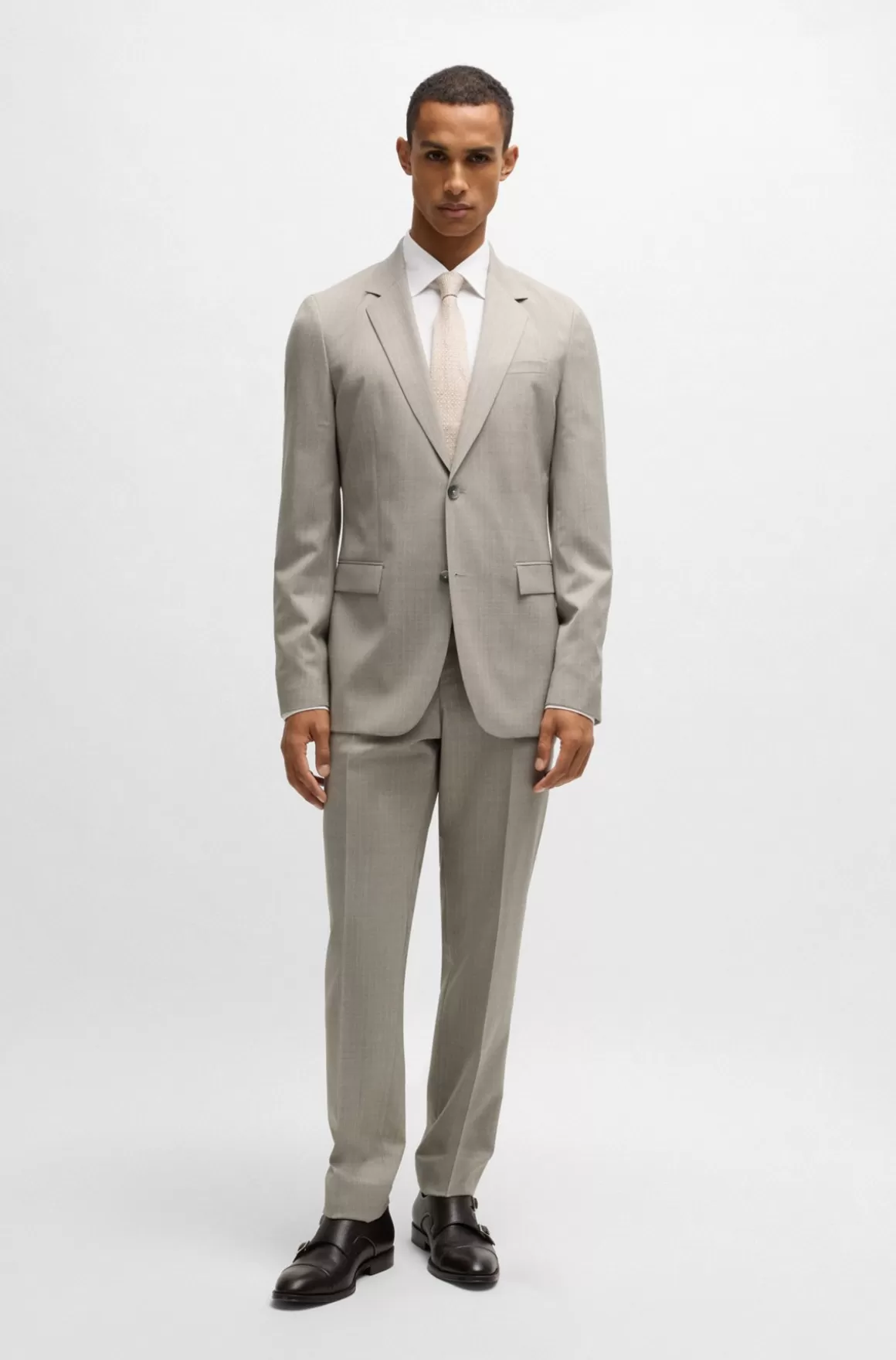 HUGO BOSS Jakkesæt Med Slim Fit I Nålestribet Ny Uld