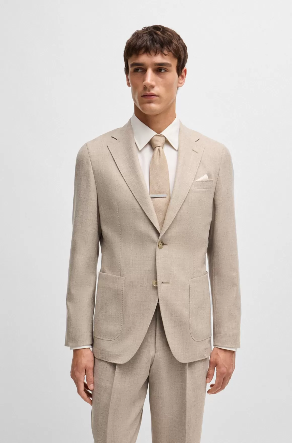 HUGO BOSS Jakkesæt Med Slim Fit I Ny Uld Og Bisonuld