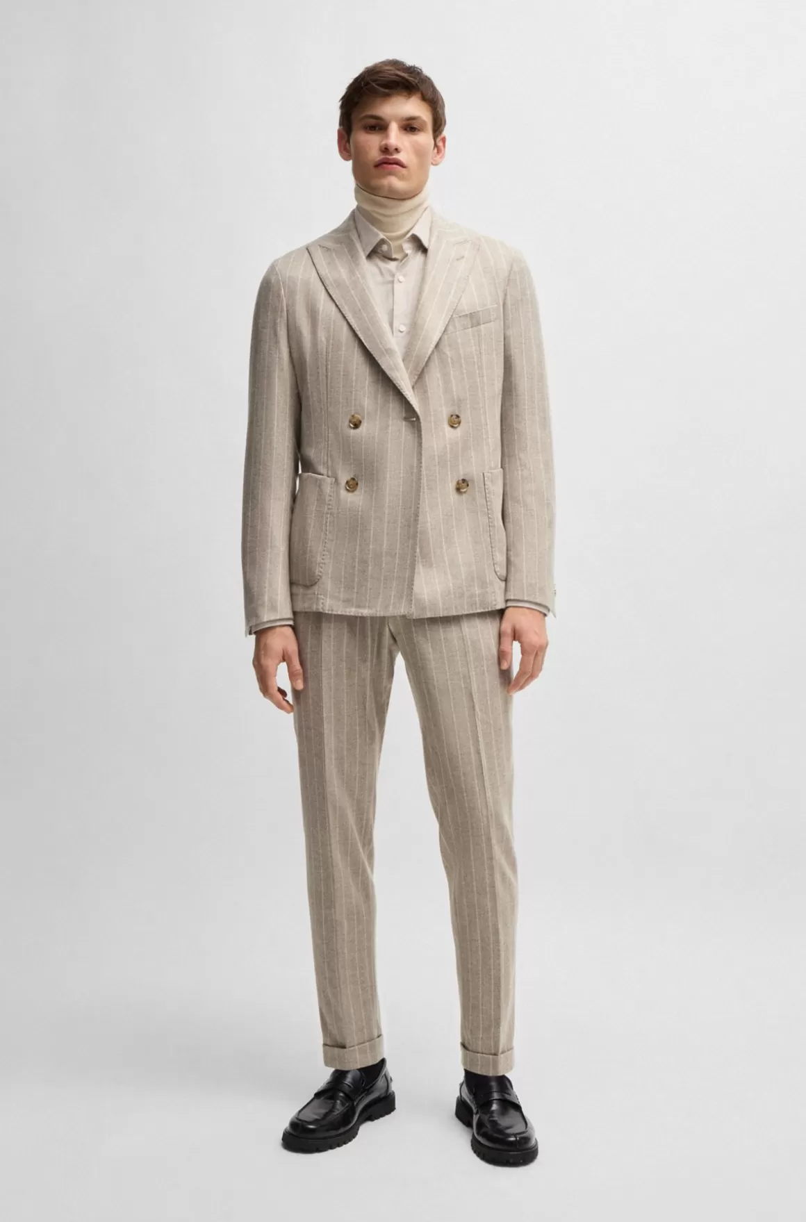 HUGO BOSS Jakkesæt Med Slim Fit I Stribet Uldblanding