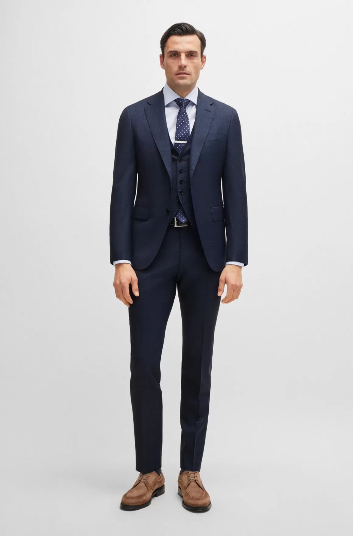 HUGO BOSS Jakkesæt Med Slim Fit I Ternet Ny Uld