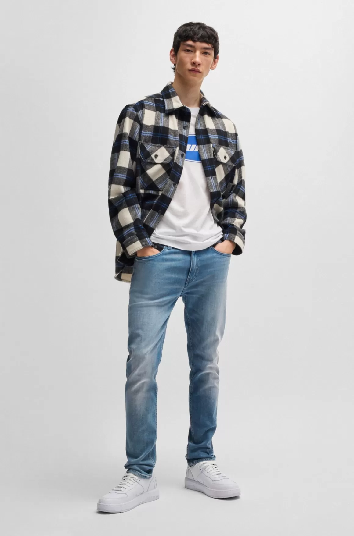 HUGO BOSS Jeans Med Extra Slim Fit I Mellemblå Denim Med Stræk
