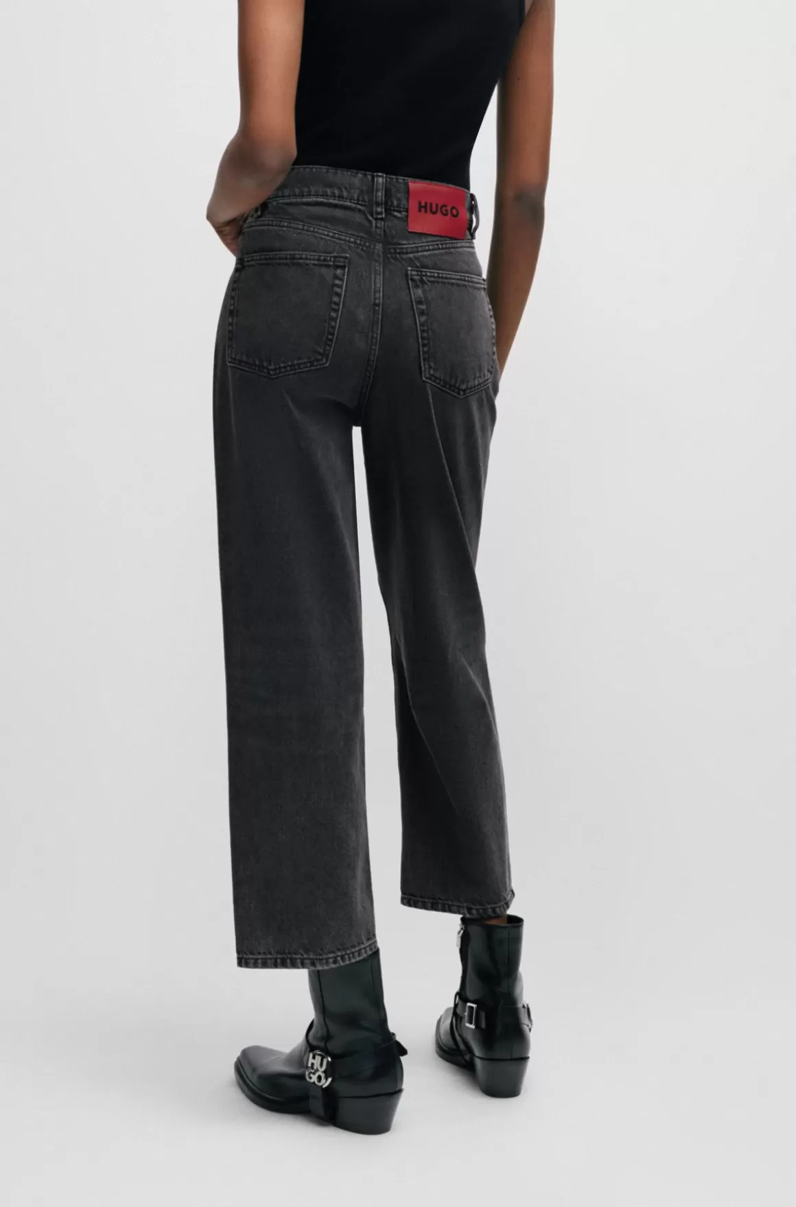 HUGO BOSS Jeans Med Vide Ben I En Moderne Pasform I Sort Denim
