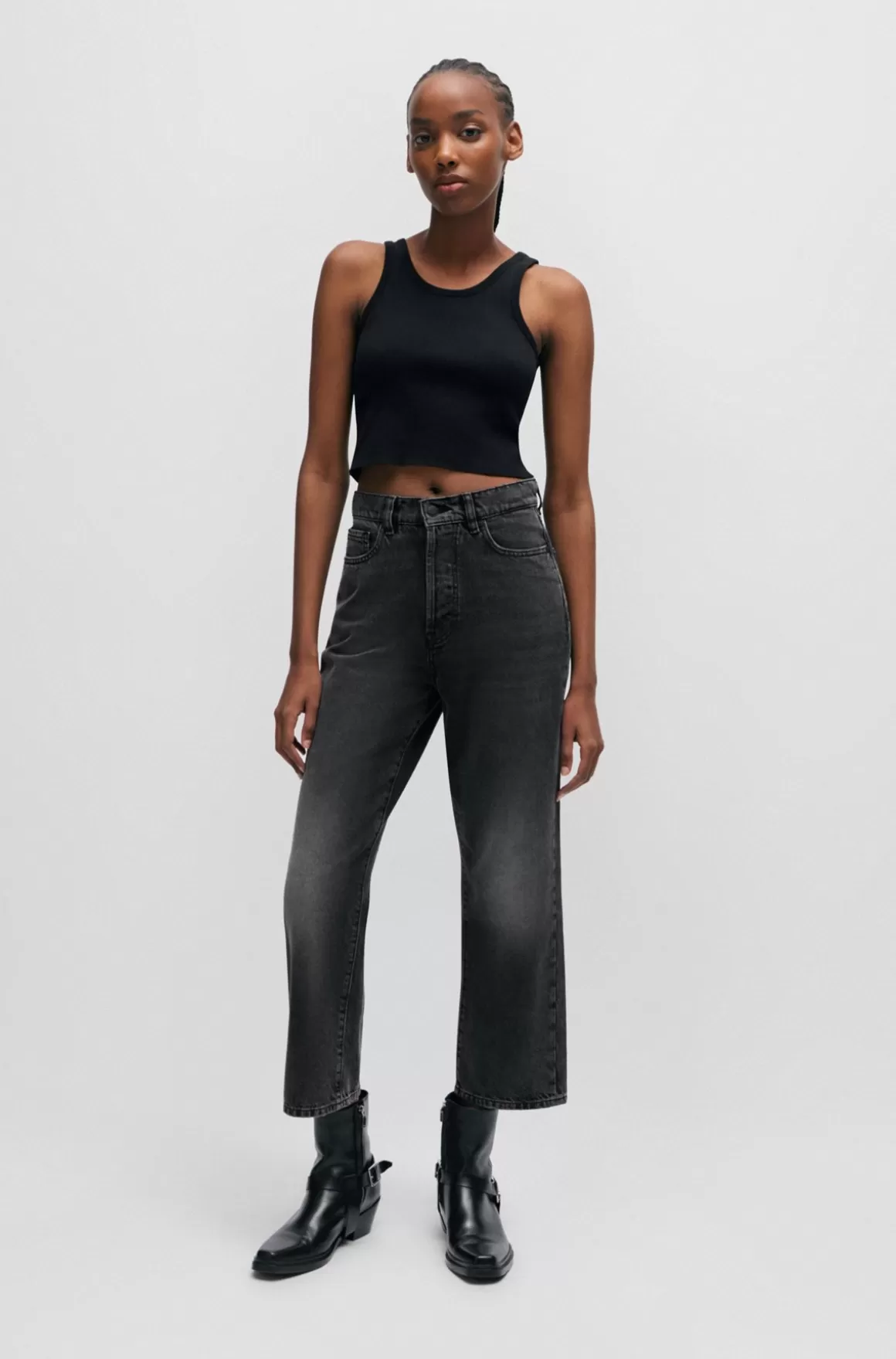 HUGO BOSS Jeans Med Vide Ben I En Moderne Pasform I Sort Denim