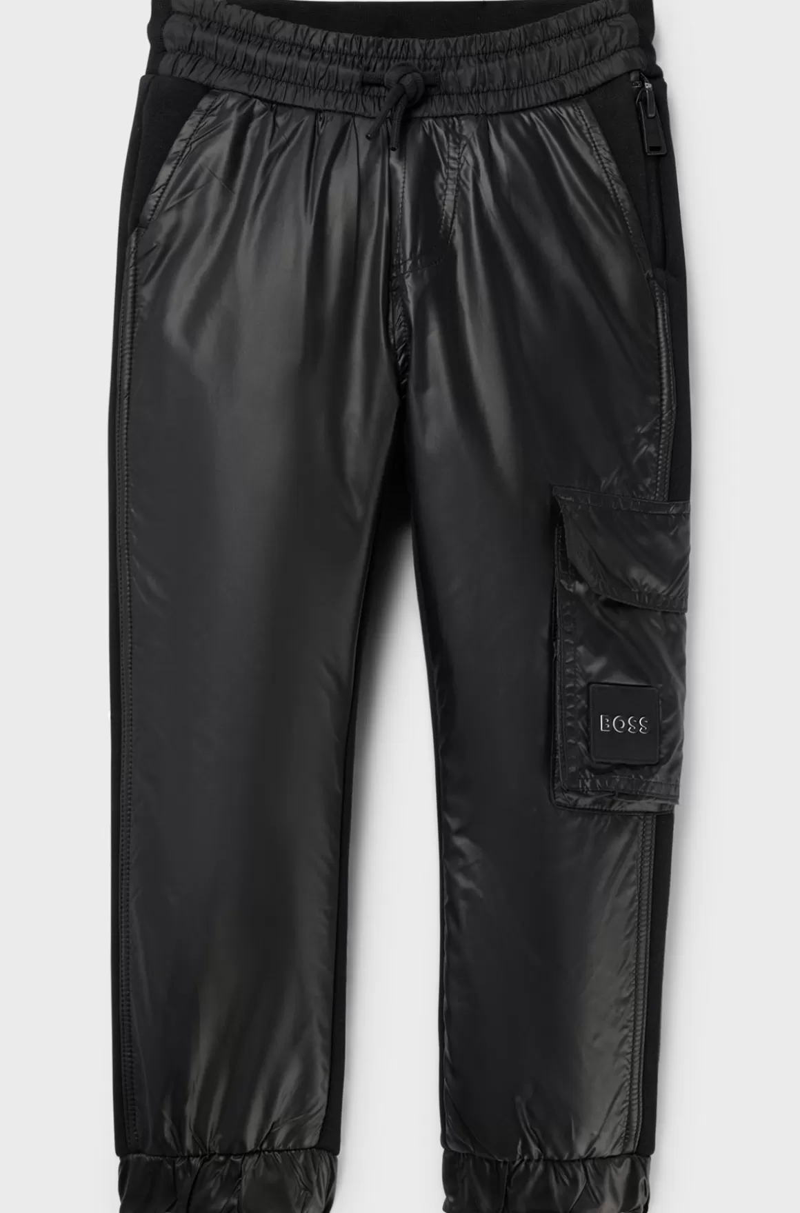Børn HUGO BOSS Joggingbukser I Bomuldsblanding Til Børn Med Cargolomme Med Mærke