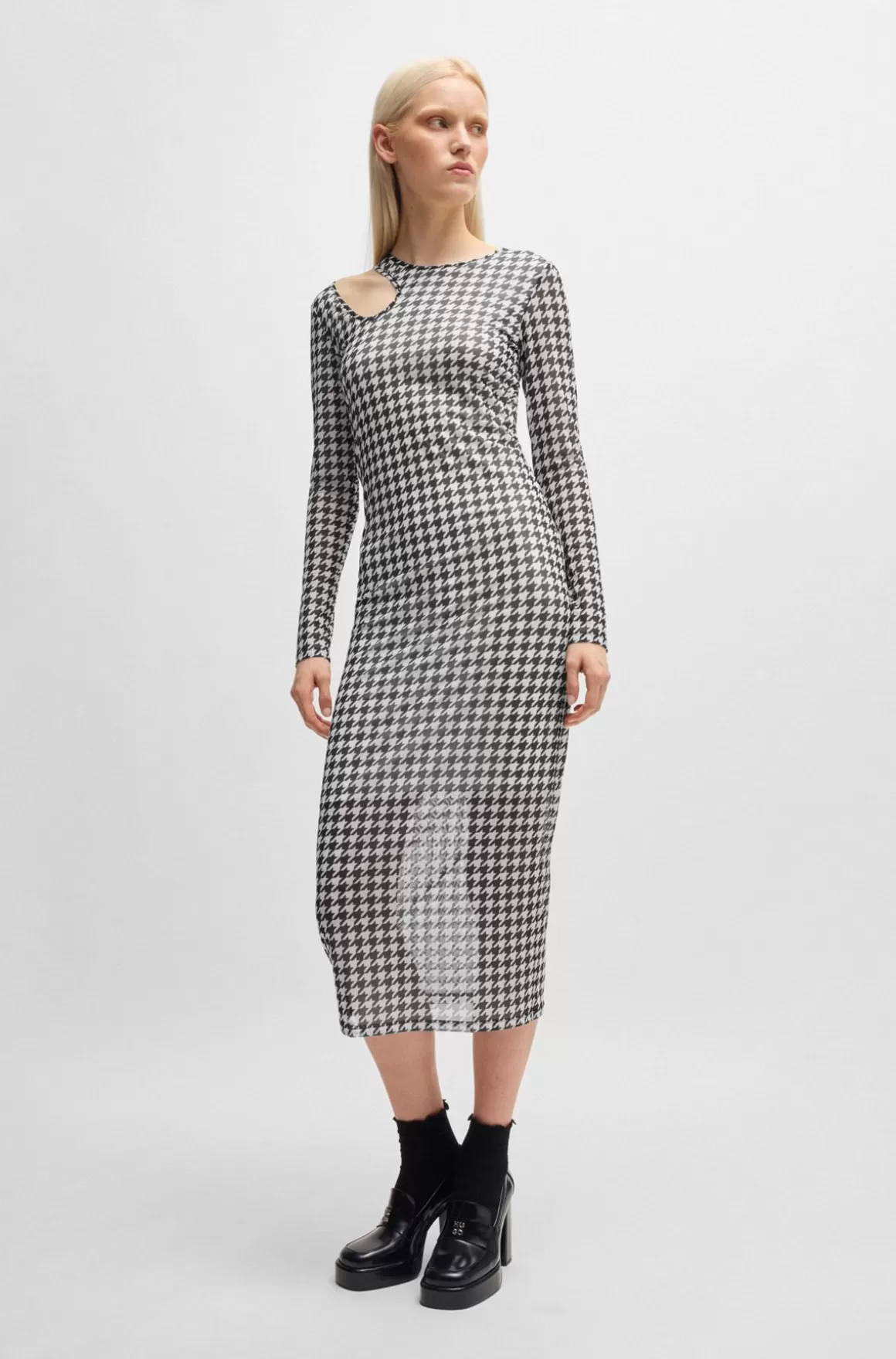 HUGO BOSS Kjole I Mesh Med Print Og Udskæring Ved Halsen